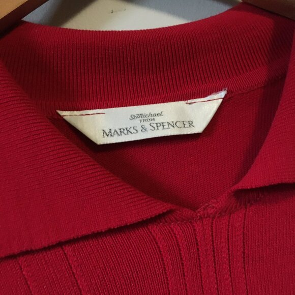 Vintage Candy Apple Red Knit Double Breasted Academic Sweater - Picture 6 of 12